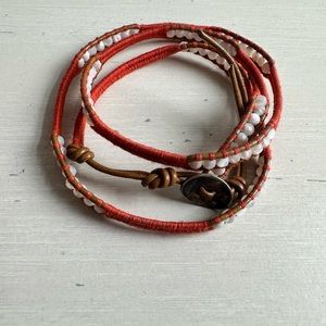 Chan Luu Orange leather beaded bracelet